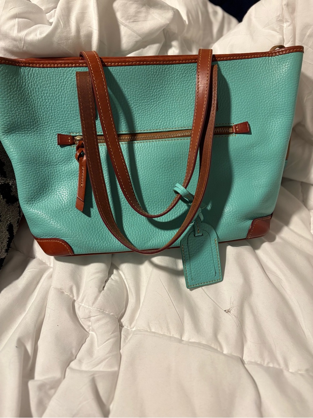 Light blue and Brown dooney and Bourke Leather Tote Bag - Women's Shoulder Bag